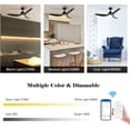 thumbnail image 4 of 52" 3 Blades Black Ceiling Fan with Remote and LED 10 Speeds Reverse Airflow, 4 of 7