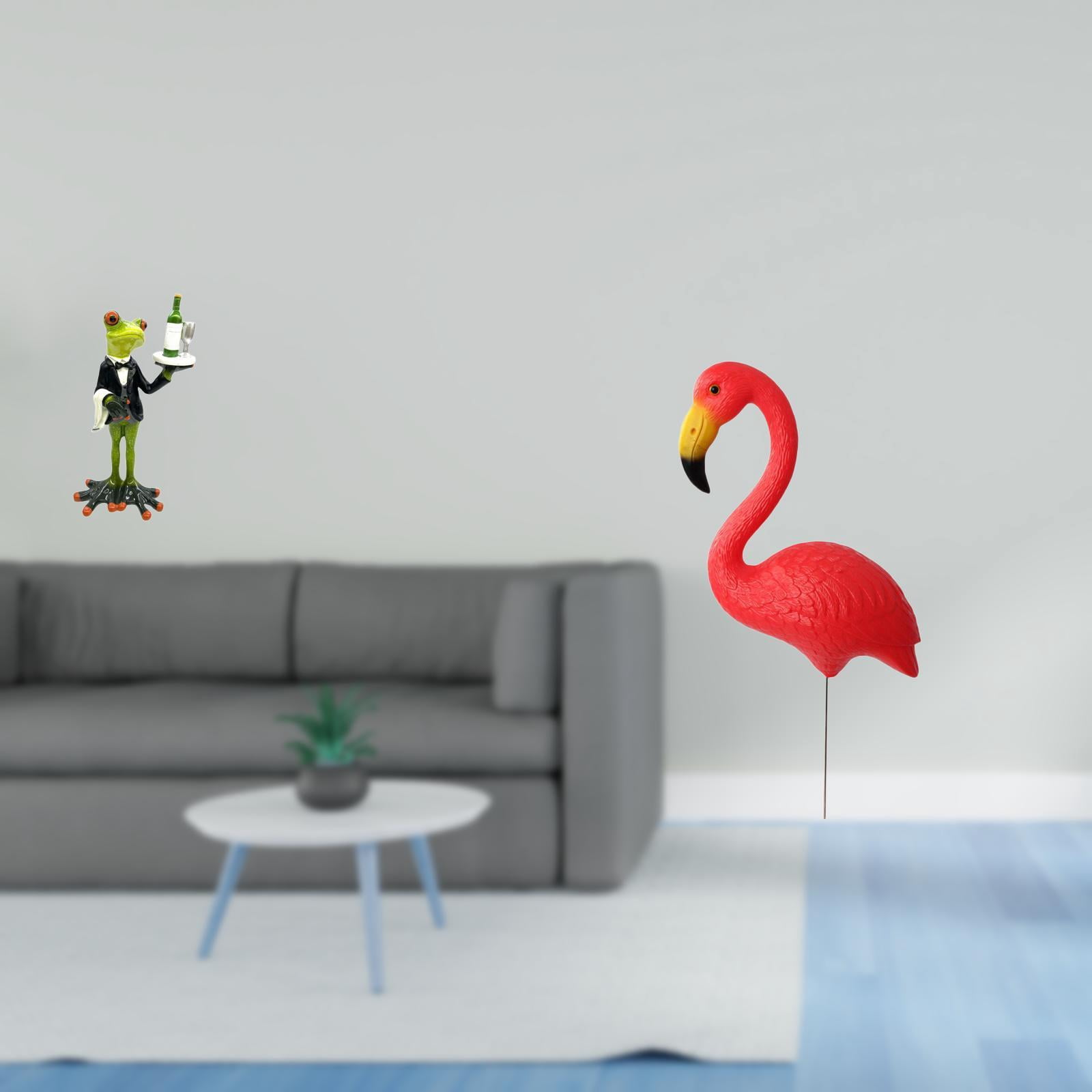 CoudarTitie Frog Bird Statue Sculpture Creative Animal Figurine Decorative Ornament for Tabletop Fireplace Entrance Shelf Birthday Gift and Fairy Garden Accessories Flamingo Yard Art Stake for