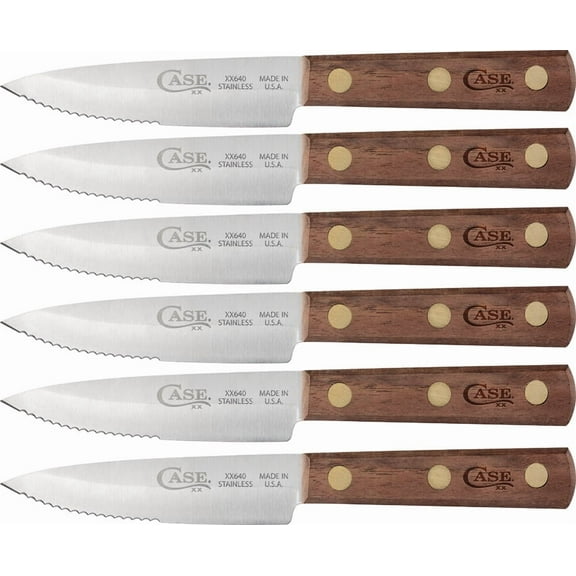 Case Cutlery 11078 4" Half-Serrated Blade Walnut Handle Steak Knife