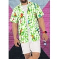 thumbnail image 4 of LA LEELA Men's Summer Beaches Button Down Tops Vacation Cruise Hawaiian Shirt For Men Stylish Party Short Sleeve Shirts 4XL Parrot Birds, White, 4 of 5
