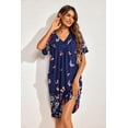 thumbnail image 3 of Ekouaer Womens House Dress Floral Print Nightgown with Pockets Mumu Dress, 3 of 7