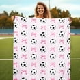 thumbnail image 2 of Soccer Blanket Gifts for Boys Girls, Pink Bow Soccer Lovers Throw Blanket Super Soft Lightweight Travel Bed Sofa Blankets for Sport Fans Kids Adults Player Coach, 50 x 60 Inch, 2 of 6