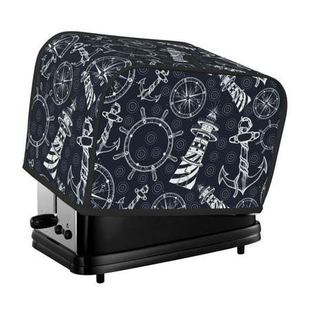

KLL Anchors and Lighthouse Print 2 Slice Toaster Dust Covers Kitchen Small Appliance Cover with 2 Pockets Can hold Jam Spreader Knife & Toaster Tongs (11.4 x 7.9 x 7.5)
