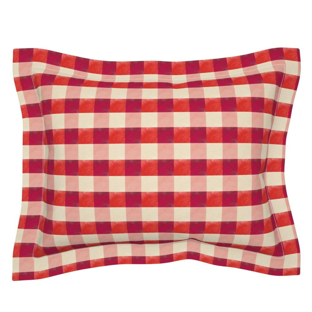 gingham-red-watercolor-checker-patterned-pillow-sham-by-roostery