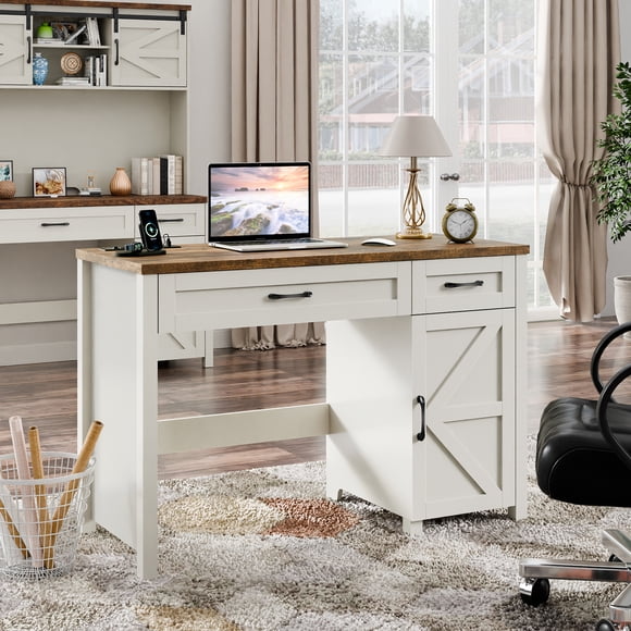 Conate Farmhouse 47" Executive Desk, Computer Desk with Drawers and Storage Cabinet, Workstation Computer Desk for Home Office and Study.