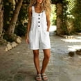 thumbnail image 6 of Tqcoqu Women's Y2K Denim Shortalls,Button Front Adjustable Straps Wide Leg Loose Jean Short Jumpsuits with Pockets,White Women's S-XXXL, 6 of 6