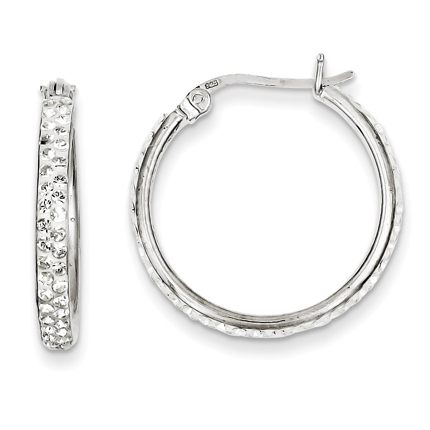 Sterling Silver White Swarovski Crystal Hoop Earrings - Walmart.com