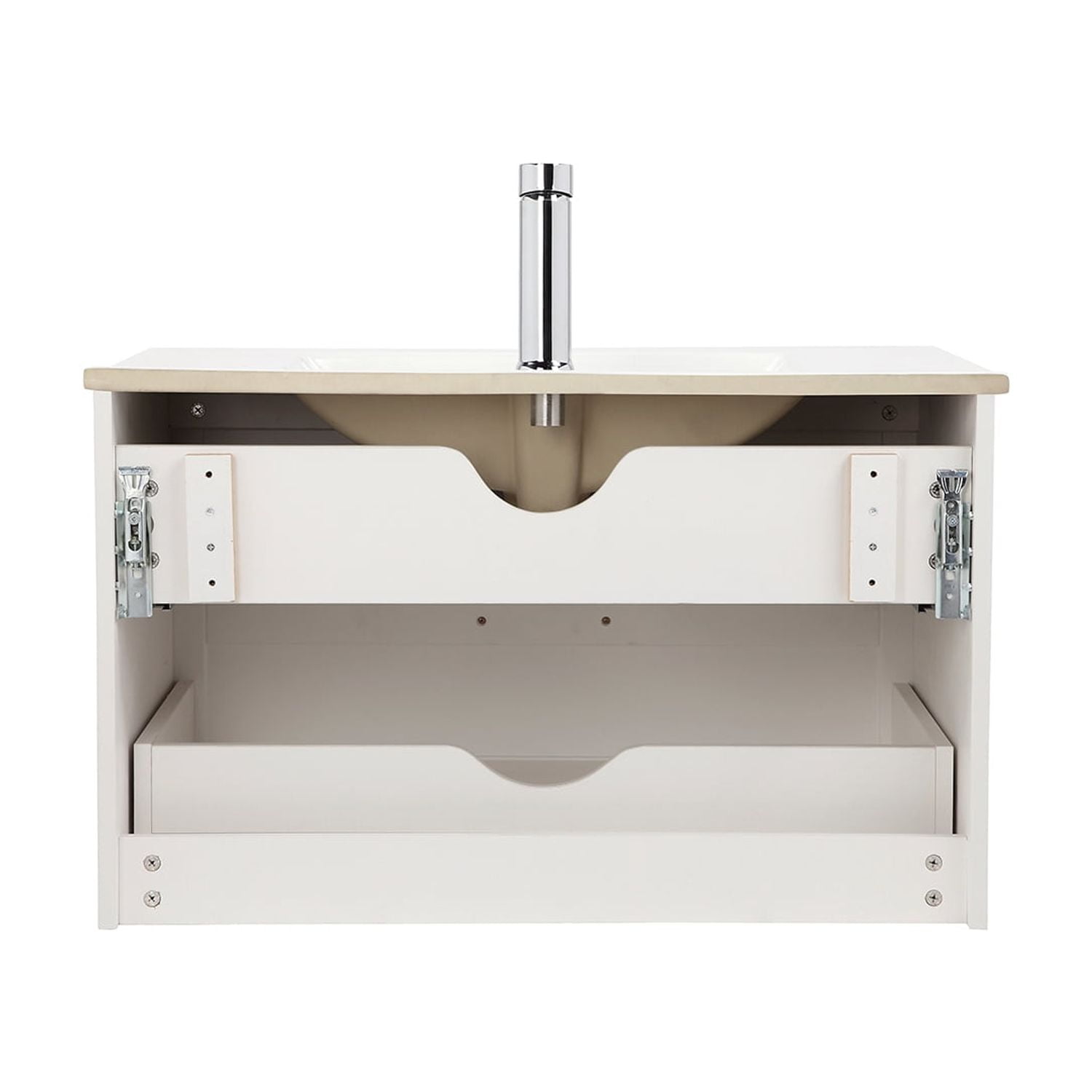 Demi Bonn 31" Wall Mounted Bathroom Vanities Cabinet with Sink Combo, 2 Decor Line Soft-Close Drawers, Faucets and Drains Not Included, White