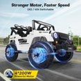 thumbnail image 4 of FUNTOK 24V 2 Seater Kids Ride on Toys w/ 20 " Large Seat, 4 x 200W Motor, 2WD/4WD Switchable Ride on Truck, 3 Speeds w/ Remote Control/LED Lights/Music/Bluetooth, White, 4 of 8