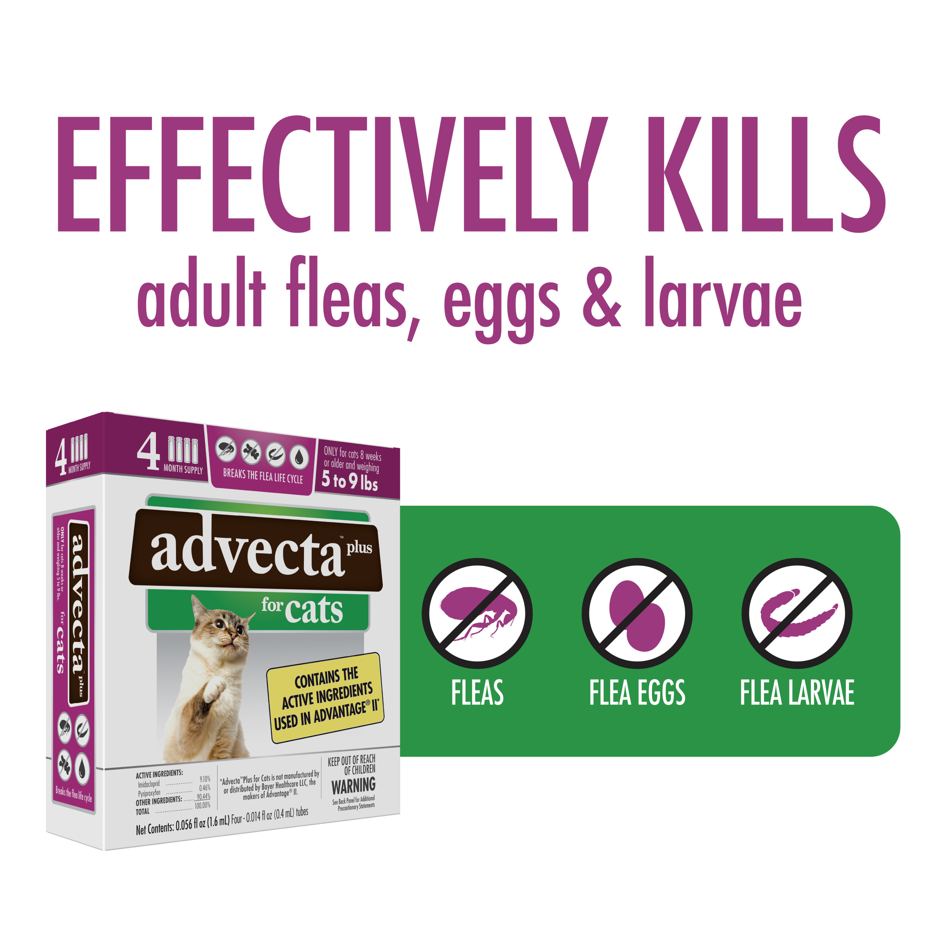 ADVECTA Plus Flea Protection for Small Cats, Long-Lasting and Fast