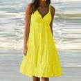 thumbnail image 2 of JINMGG Summer Dresses for Women Clearance under $10,Womens Fashion Holiday Summer Solid Color V Neck Sleeveless Party Beach Slip Dress, 2 of 5