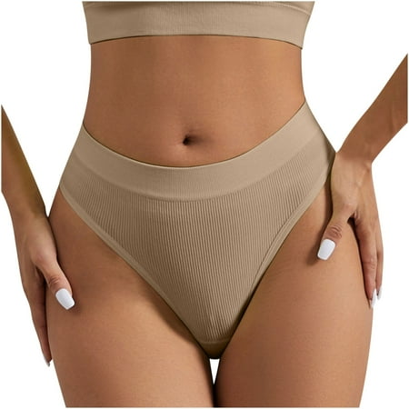 SHTXOZHI Womens Breathable Seamless Thong Panties Mid Waisted Invisible Stretch Underwear No Show Panty