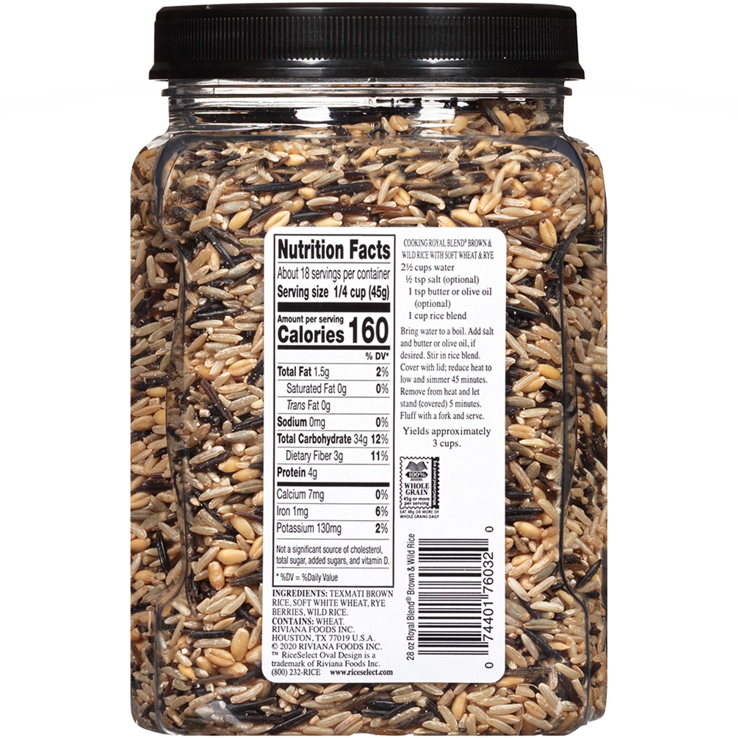 RiceSelect Whole Grain Royal Blend with Wild & Brown Rice, 28 Oz, 4 Count