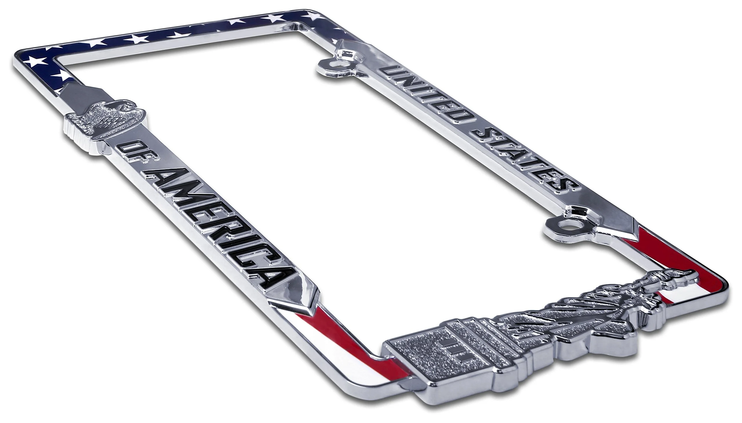 Elektroplate Patriotic United States of America Chrome-Plated All-Metal 3D Weather-Proof License Plate Frame 12" x 6" 1-Pack