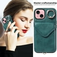 thumbnail image 4 of Allytech iPhone 13 Case with Ring Holder & Shoulder Strap, Retro PU Leather Cards Slots Kickstand Detachable Lanyard Shockproof Wallet Case Cover for Apple iPhone 13 - Green, 4 of 14