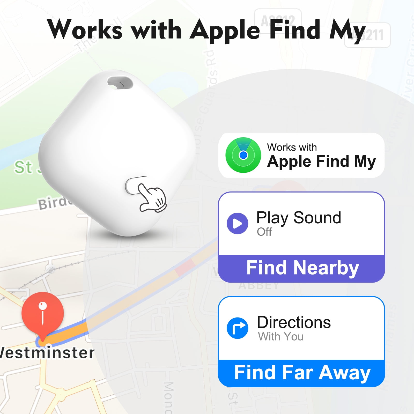 PcEoTllar Bluetooth Tracker, Keys Finder and Item Locator for IOS Find My - 2 Pack - White
