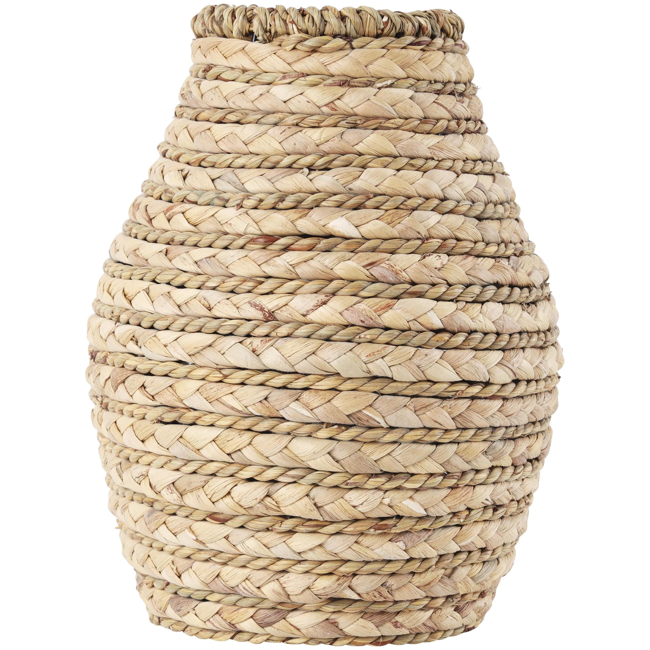 DecMode 10" Handmade Braided Light Brown Seagrass Vase