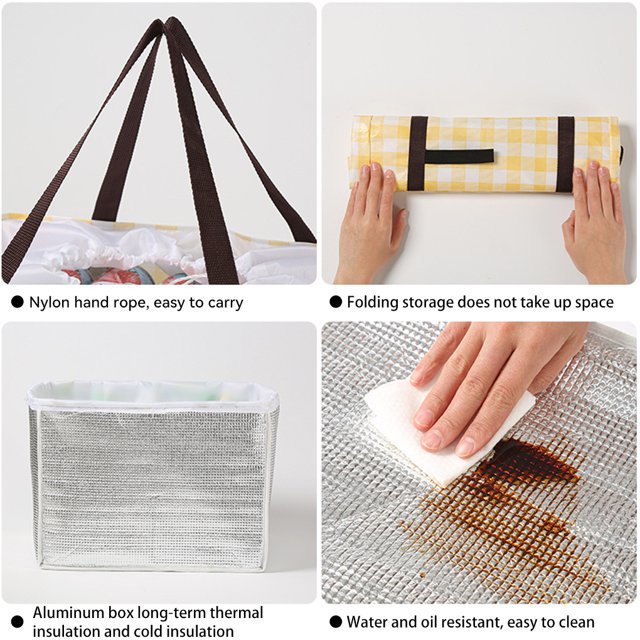 stanreset Storage Bag Lunch Breakfast Dinner Bags Insulation Retain Freshness Sack Portable Fashion Colorful for Camping Home Yellow