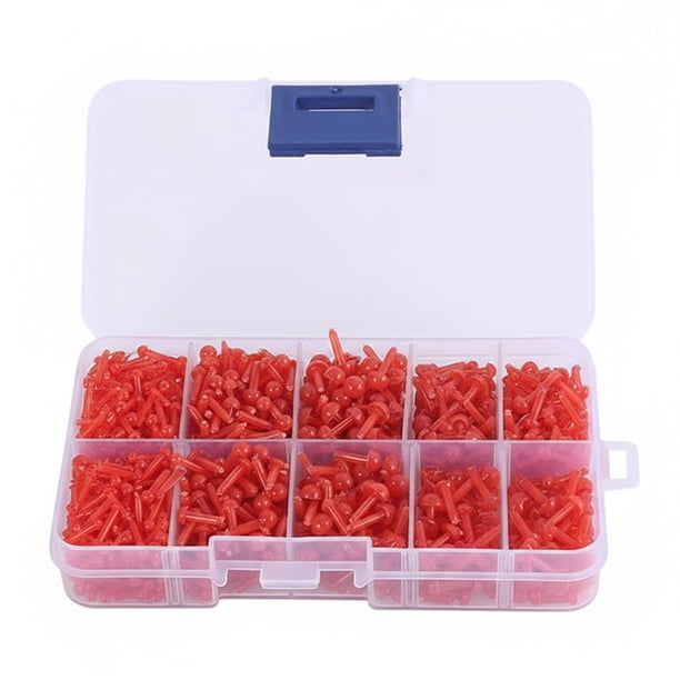 Bewildely 700 ojos de seguridad de ganchillo, gran capacidad para muñecas, duraderos, ideales para manualidades de animales de ganchillo y Muñecas y casas de muñecas Rojo, 680 ojos 10 compartimentos