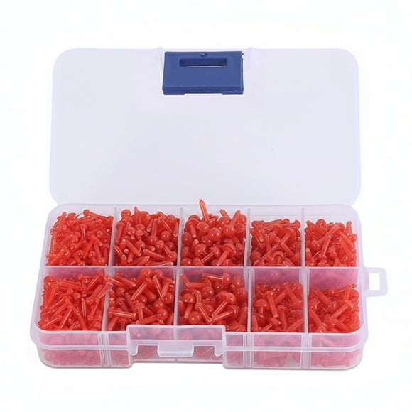 Bewildely 700 ojos de seguridad de ganchillo, gran capacidad para muñecas, duraderos, ideales para manualidades de animales de ganchillo y Muñecas y casas de muñecas Rojo, 680 ojos 10 compartimentos