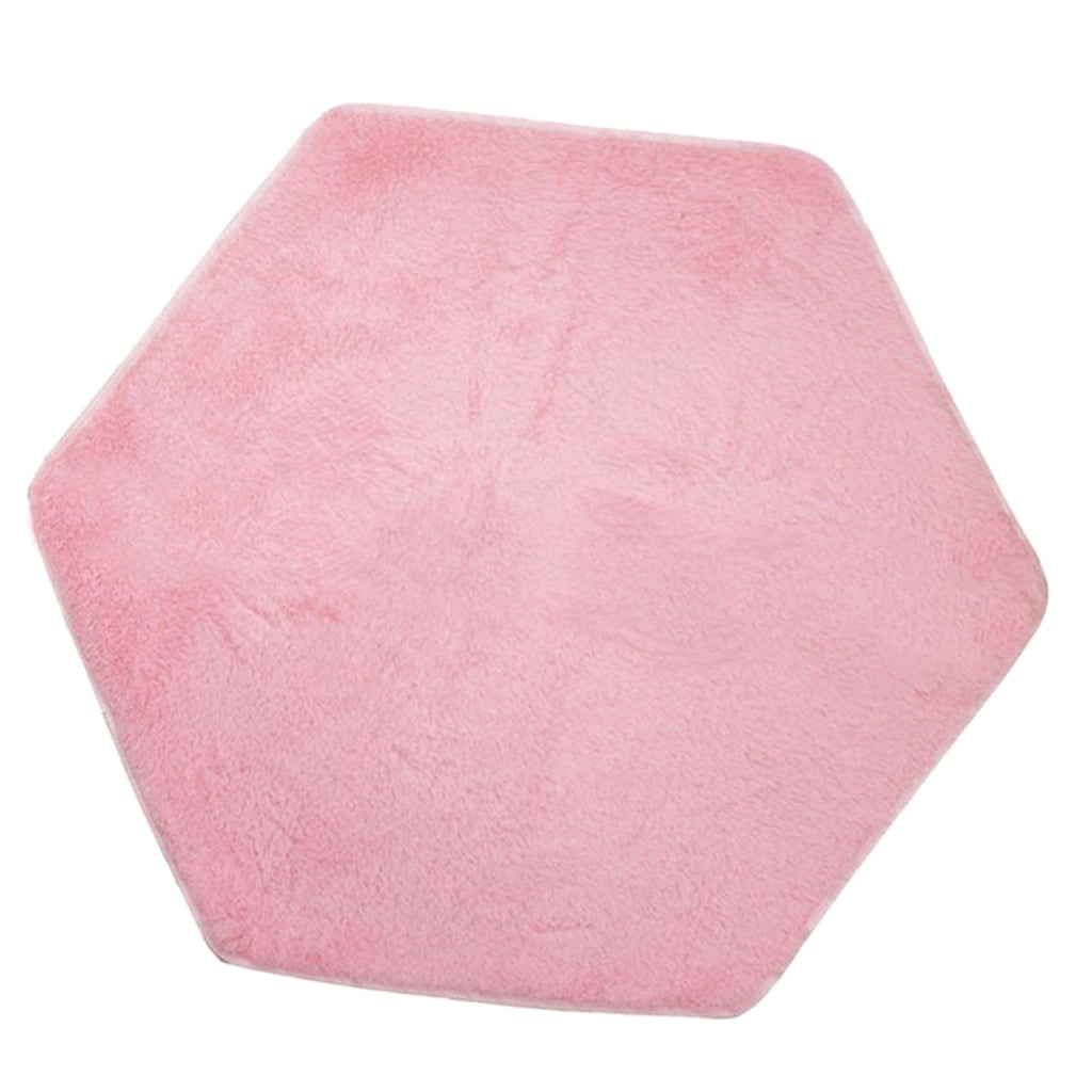 Hexagonal Pink Soft Plush Kids Tent Carpet Rug Pad Bedroom Cushion 
