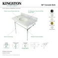thumbnail image 4 of Kingston Brass KVPB3622M87 Edwardian 36" Carrara Marble Console Sink with Brass Legs (8-Inch, 3-Hole), Carrara Marble White/Brushed Brass, 4 of 5