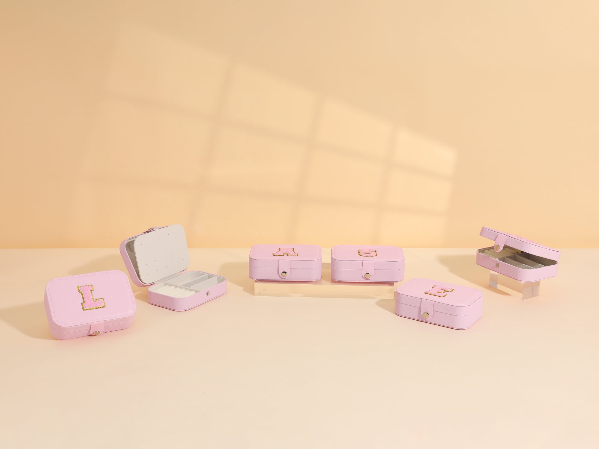 Unique Bargains PU Leather Jewelry Box for Women Pink Letter Z