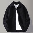 thumbnail image 2 of Mens Sweater Cardigan with Pockets Zip-up/Button-up Cable Knit Jackets Lapel Long Sleeve Loose Casual Outerwear (L, Black), 2 of 4