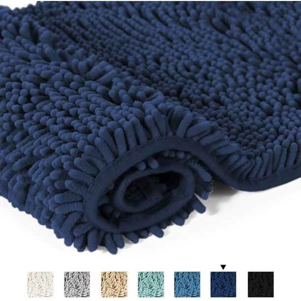 Alfombra Chenilla Azul Oscuro Pelo Largo 50*80 Adepaton CJWUS-4003