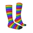 thumbnail image 3 of Fotbe Colorful Glitter Rainbow print Women's Men's Novelty Crew Socks Cotton Socks Knee High Socks for Walking,Running,Nurses,Pregnancy, 3 of 8