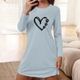 thumbnail image 2 of Women's Sleepshirts Straight Slim Shirts Pajamas Cute Heart Dog Paws Printed Long Sleeved Nightdress Round Neck Loose Comfortable Short Loungewear Soft Sleepwear, 2 of 6