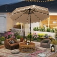 thumbnail image 2 of Gymax 10 FT Solar Patio Umbrella Outdoor Market Sunshade w/ 24 LED Lights Coffee, 2 of 10