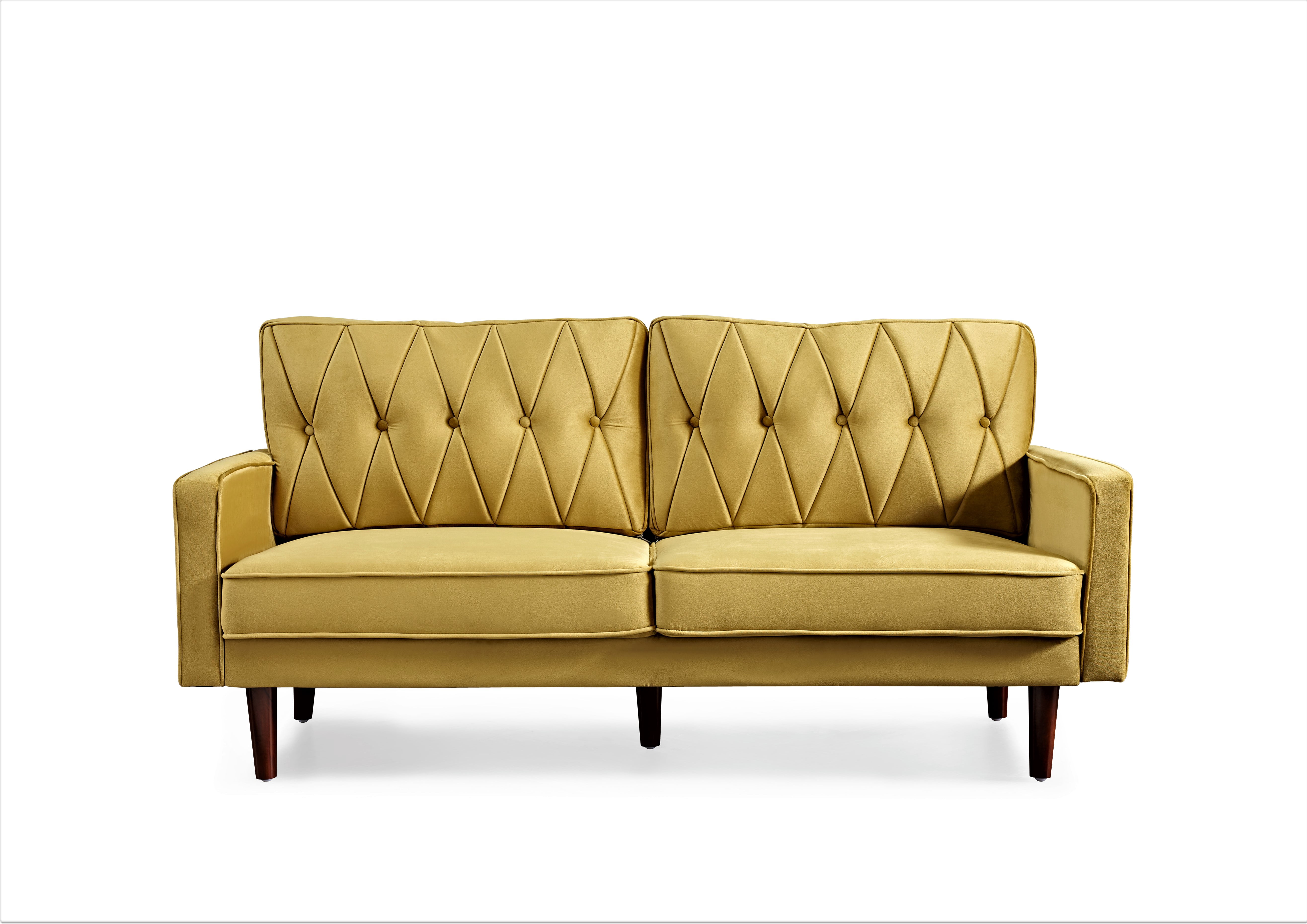 US PRIDE FURNITURE Tufted Cushion Back 69.3 Wide Sofa-Yellow/Green