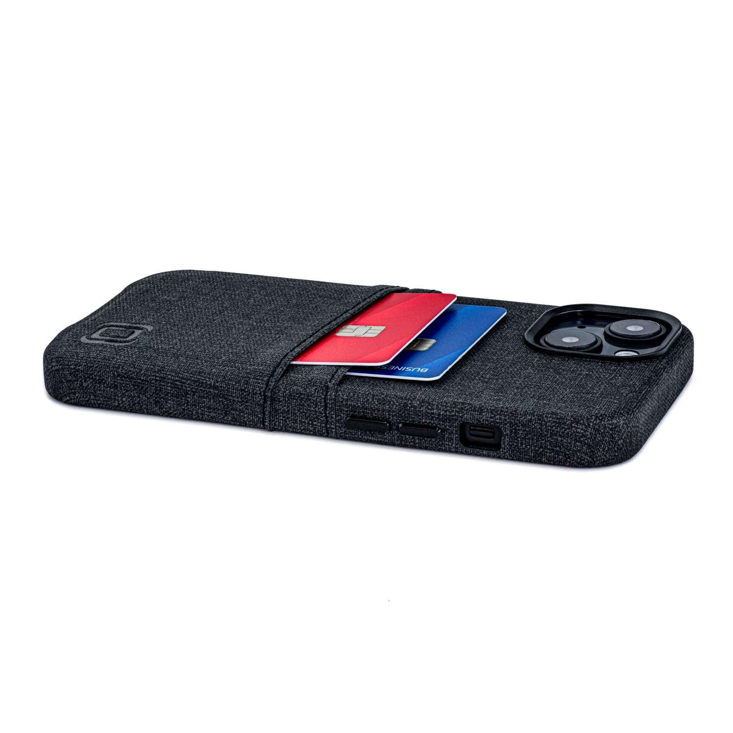 Dockem Card Case for iPhone 14 with Built-in Metal Plate for Magnetic Mounting & 2 Pockets: Luxe M2 (Black)