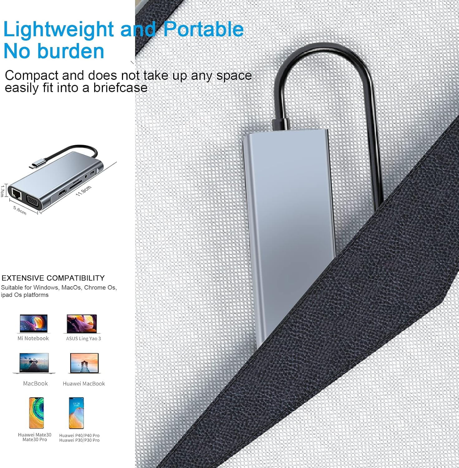 AUBEAMTO USB C HUB Adapter 11 in 1 Dongle with 4K HDMI, VGA, Type C PD, USB3.0, RJ45 Ethernet, SD/TF Card Reader, 3.5mm AUX, Docking Station Compatible with MacBook Pro/Air, Other Type C Laptops
