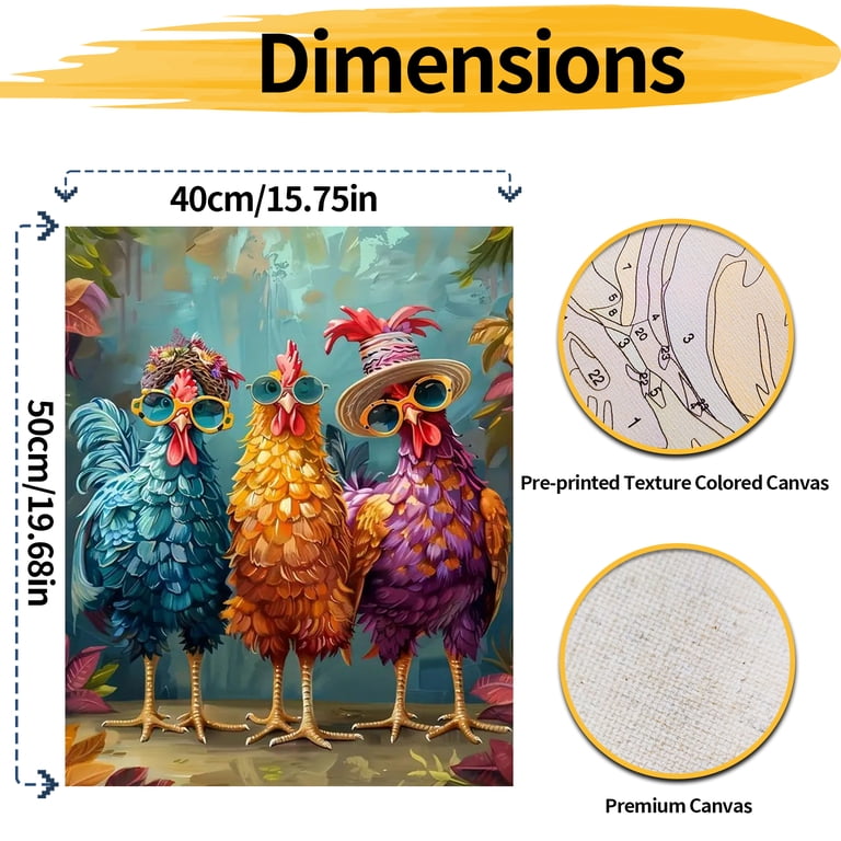 JYLMOOD Paint by Numbers Kit, Colorful Rooster 16x20in photo 8