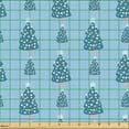 thumbnail image 2 of Ambesonne Vintage Christmas Fabric by the Yard Upholstery, Funny Pastel Tree, 2 Yards, Soft Pink Pale Sky Blue, 2 of 5