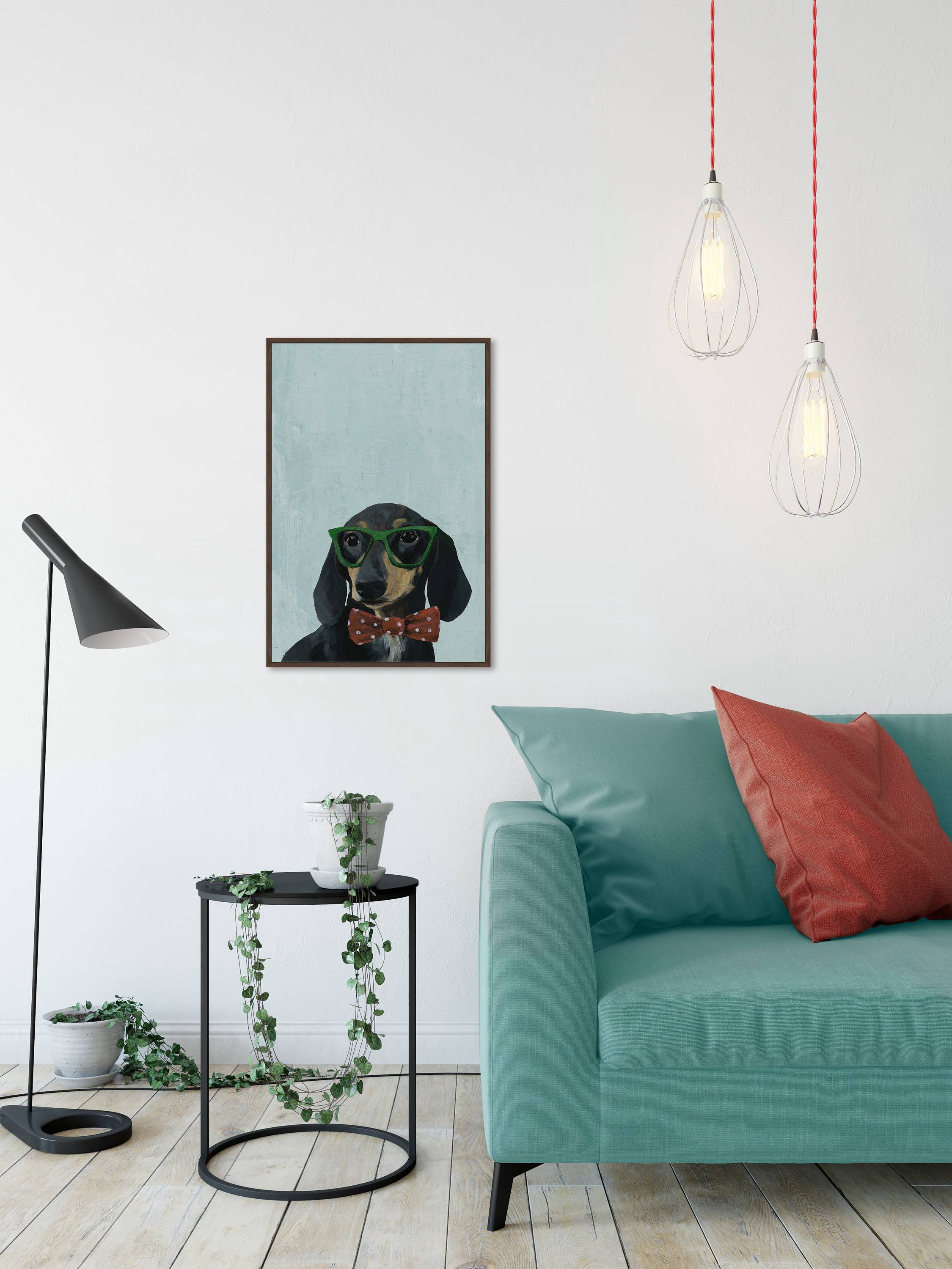 Marmont Hill "Smarty Puppy" Floater Framed Painting Print on Canvas