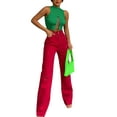 thumbnail image 1 of SAYOO Mujeres Casual Crop Tops, Color Sólido Slim Fit Hollow Out Vendaje Sin Mangas Tank Tops SAYOO Moda, 1 of 4