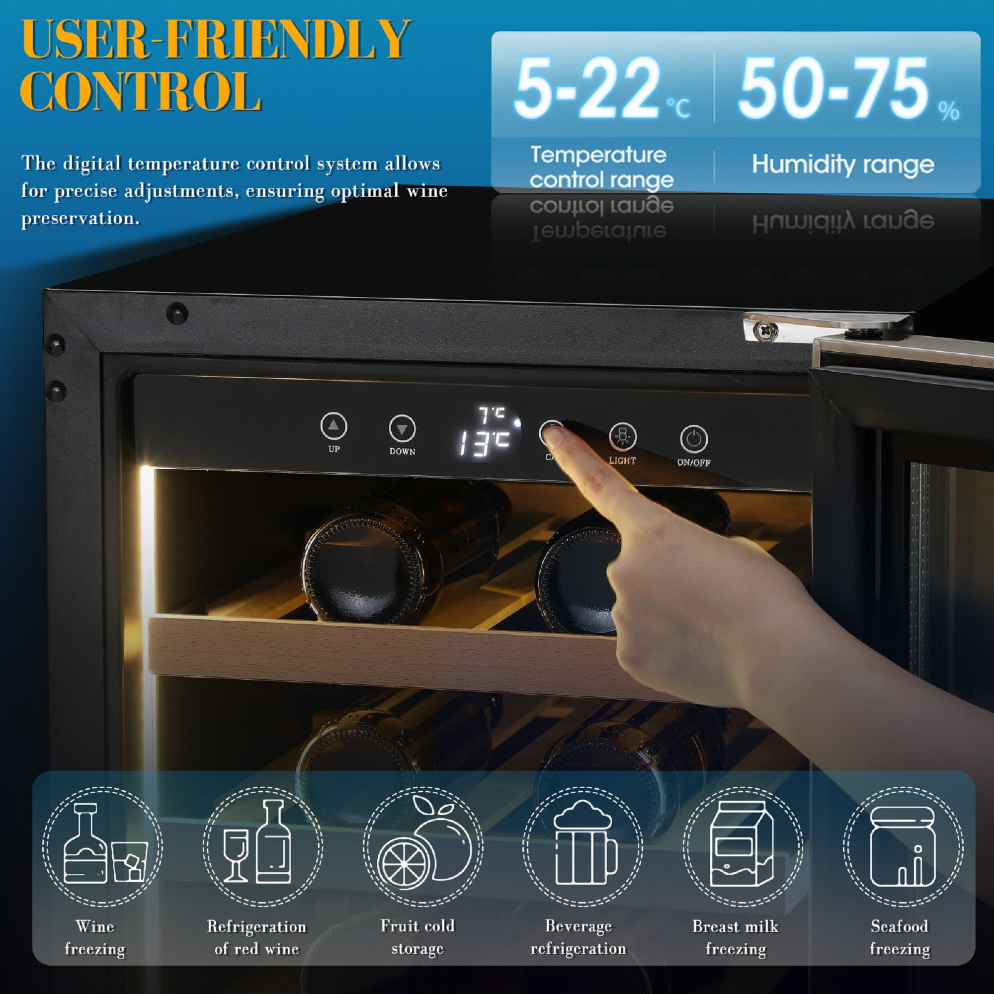 Foxnovo Wine Cooler Refrigerator Elegant Design Ample Storage 33 Bottles