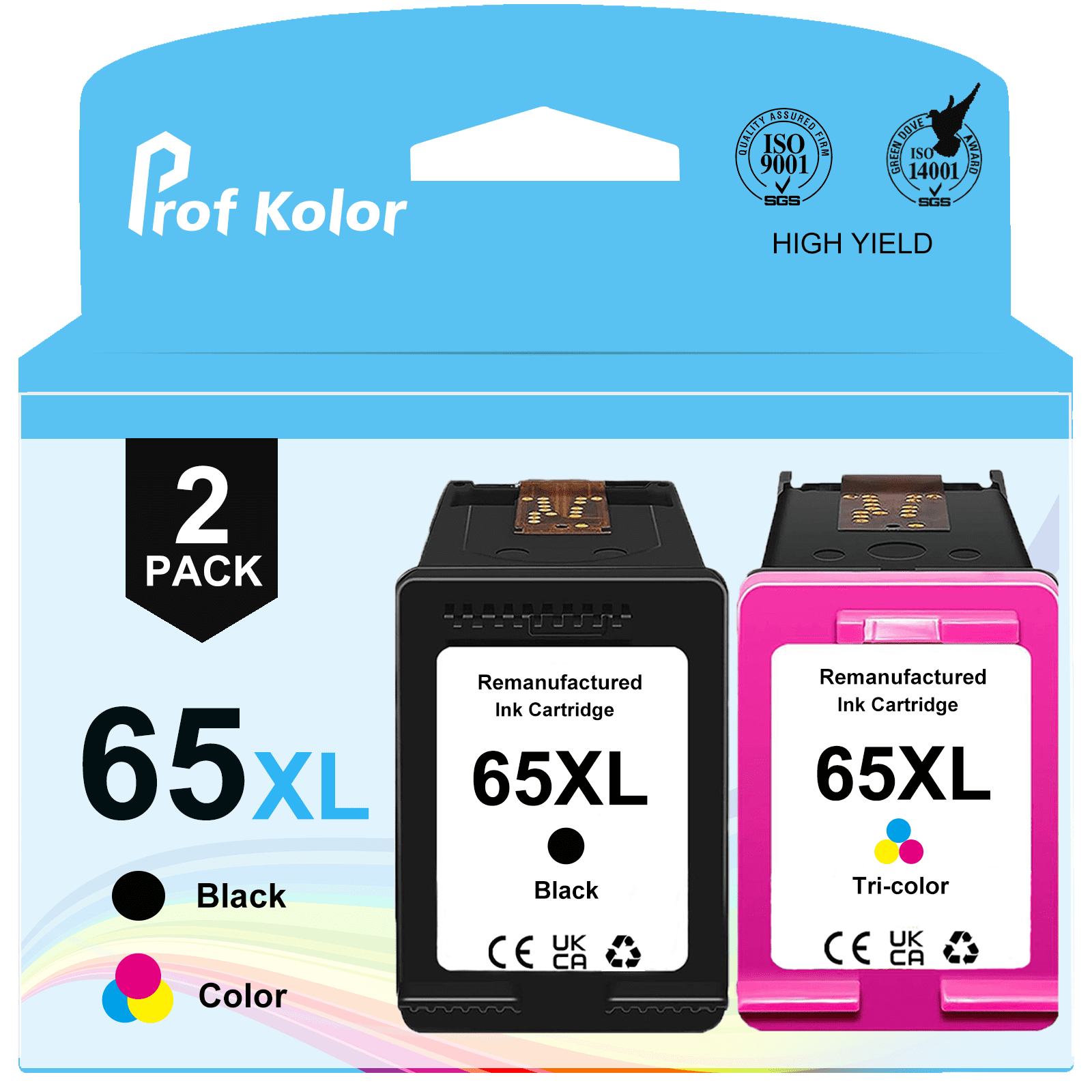 65XL 65 Ink Cartridges Compatible for Printer Ink 65 Black and Tri-Color Printer Ink 65 Ink Cartridges 2 Pack ink for printer