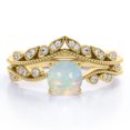 thumbnail image 1 of JeenMata Anillo de Novia de Banda Curva con Ópalo de Roca y Moissanita de Forma Redonda de 1 Quilate en Forma de V - Chapado en Oro Amarillo de 18 K sobre Plata, 1 of 6