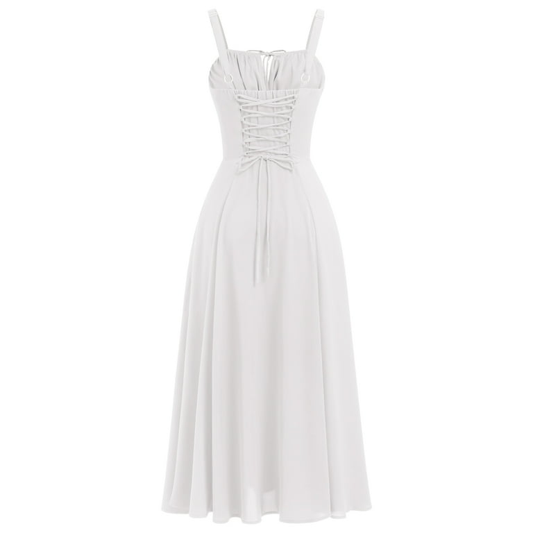 IBTOM CASTLE Women Floral Corset Dress Sleeveless Square Neck Spaghetti  Straps Dress Boho Holiday Flowy Midi Bustier Sundress M White - Walmart.com