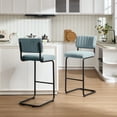 thumbnail image 2 of ONEVOG 30''H Bar Height Stools Set of 2, Morden Bar stools with Velvet and Black Metal Legs, Upholstered Bar Stool for Kitchen Island, Blue, 2 of 7