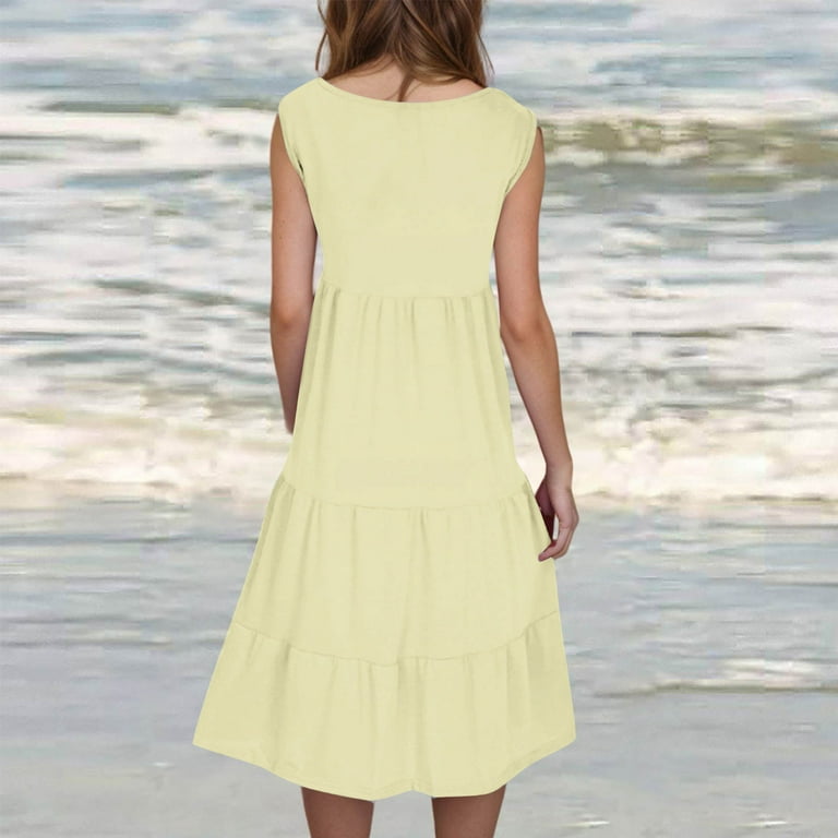 Lovskoo Womens Summer Dresses 2025 Sleeveless Smocked Waist Ruffle Tiered Casual Swing Mini Dress Beige - Walmart.com Lovskoo Womens Summer Dresses 2025 Sleeveless Smocked Waist Ruffle Tiered Casual Swing Mini Dress Beige - Walmart.com