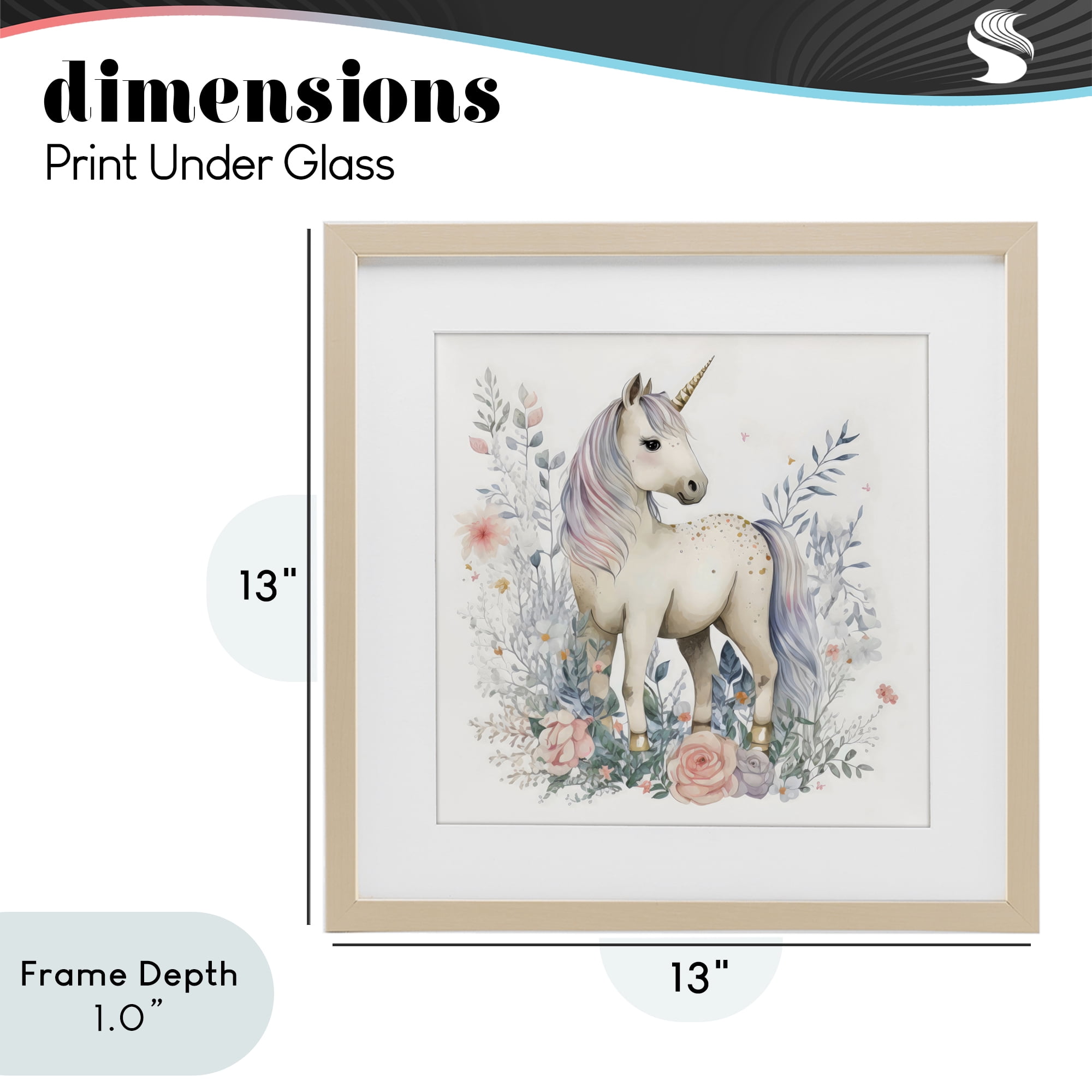 Stupell Industries Unicorn in Delicate Floral Forest Birch Framed Print Under Glass, design by Creative Studio