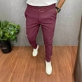 thumbnail image 2 of YYDGH Mens Slim Casual Pants Flat Front Stretch Tapered Chino Pants Workday Straight Leg Solid Color Fashion Trousers, 2 of 6