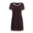 thumbnail image 1 of Gibobby Suave Camisa de Noche para Mujer Día de San Valentín Camisón informal verano para mujer, y cómodo, cuello redondo, suelto, en contraste, manga corta, mul(Café,CH), 1 of 5