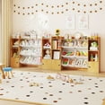 thumbnail image 4 of Costway Kids Toy Storage and Bookshelf with 8 Boxes Open Shelves & 2 Single-door Cabinets Beige, 4 of 10