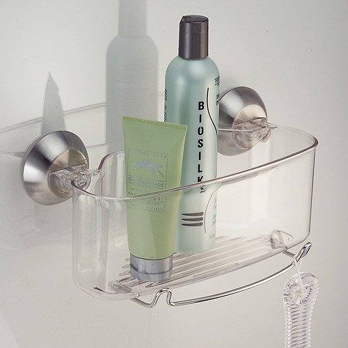 InterDesign Clear Forma Power Lock Suction Shower Basket